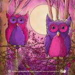 Two Owls (rapidograf, kolor cyfrowy)